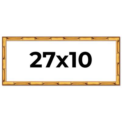 27x10 Frame Gold Bamboo Picture Frame Modern Photo Frame Includes UV Acrylic Shatter Guard Front Acid Free Foam Backing Board