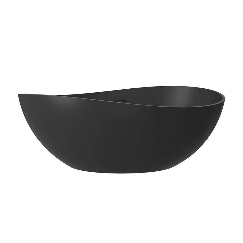 63" Solid Surface Freestanding Bathtub in Matte White/Black/Grey