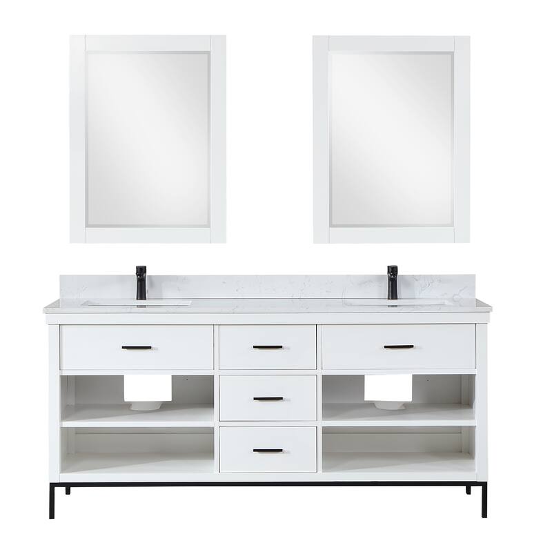Altair Kesia Bathroom Vanity with Composite Stone Countertop with Mirror