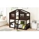 preview thumbnail 16 of 14, Twin Over Twin House Bunk Bed With Ladder and Guardrail, Espresso