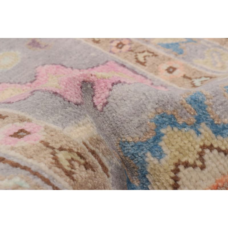ECARPETGALLERY Hand-knotted Modern Oushak Grey Wool Rug - 2'4 x 8'0
