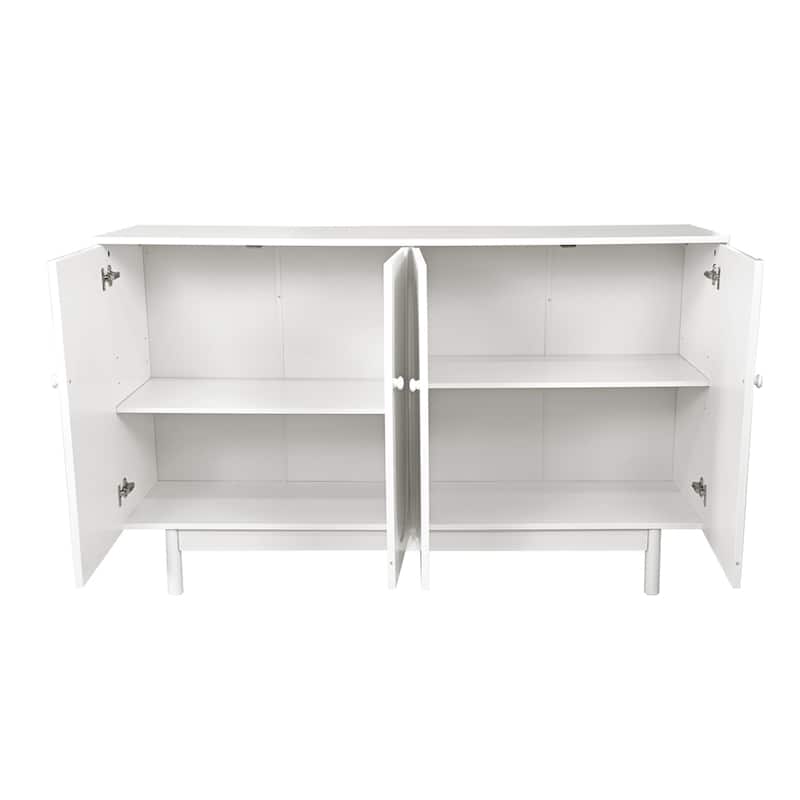 4-Door Wood Storage Cabinet with Legs and Adjustable Shelf