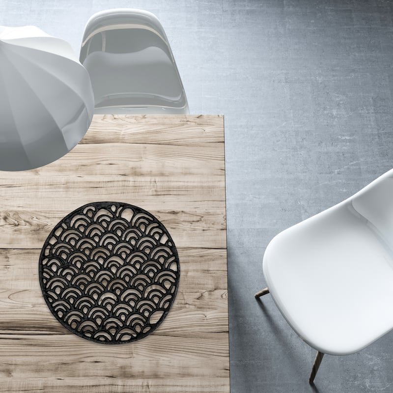Decorative Handmade Aluminum Round Platter Bowl in Black