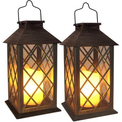 Outdoor garden solar chandelier 2 packs, 10 lumen waterproof LED flashing flameless candle light