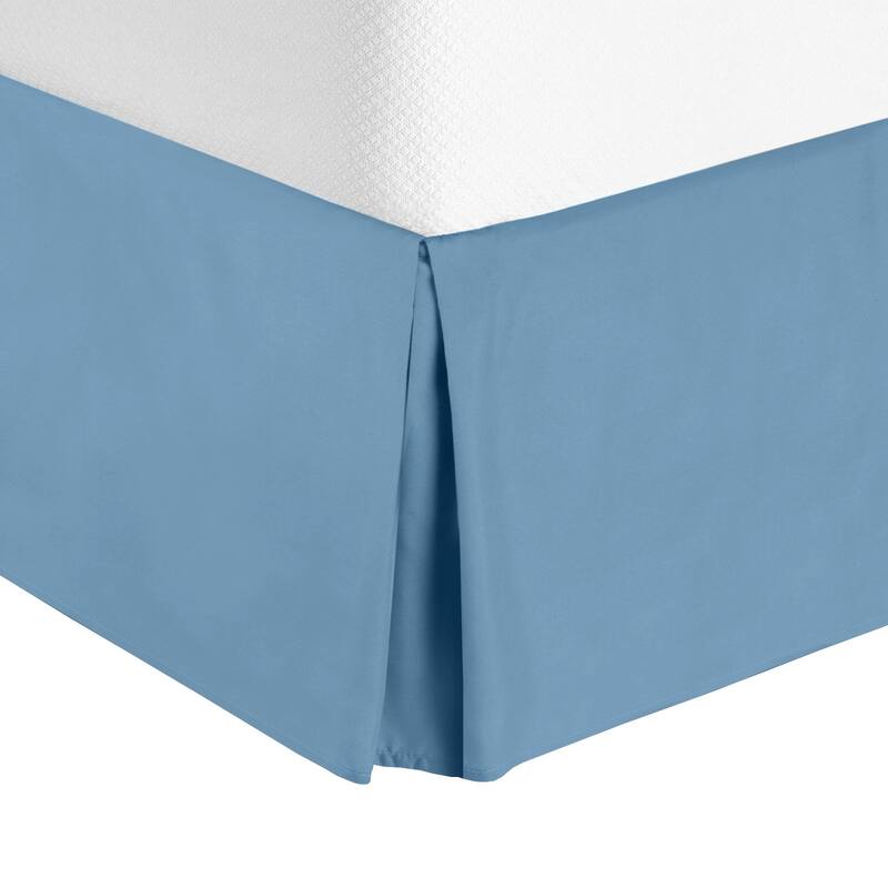 Luxury Microfiber Pleated Bed Skirt 14 Inch Drop Queen Size - Blue Heaven