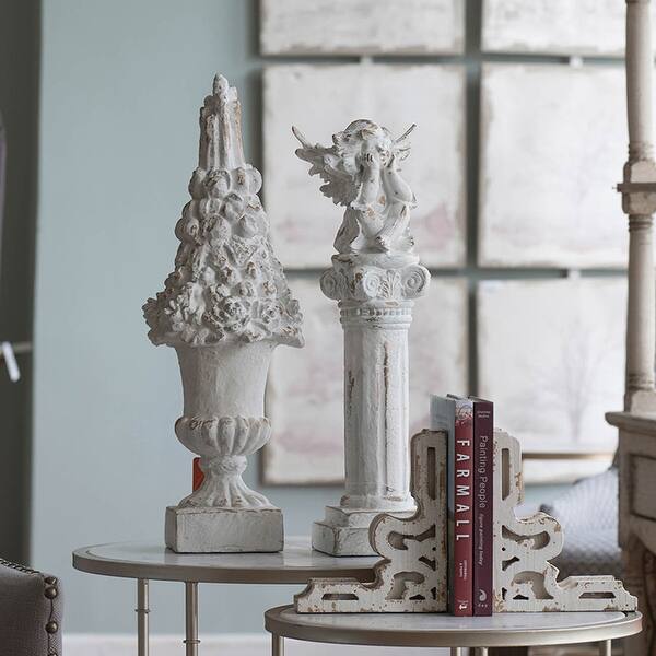 A&B Home Kawan 9-inch Distressed White Bookends (Set of 2) - Bed Bath ...