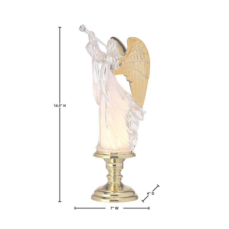 14"Led Acrylic Angel On Pedestal