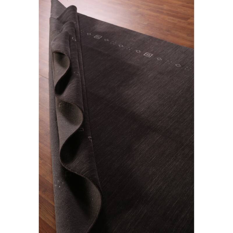 Hand Knotted Oriental 100% Wool Carpet Tribal Animal Pictorial Greys & Charcoal Gabbeh Area Rug - 9' 9'' X 6' 7''