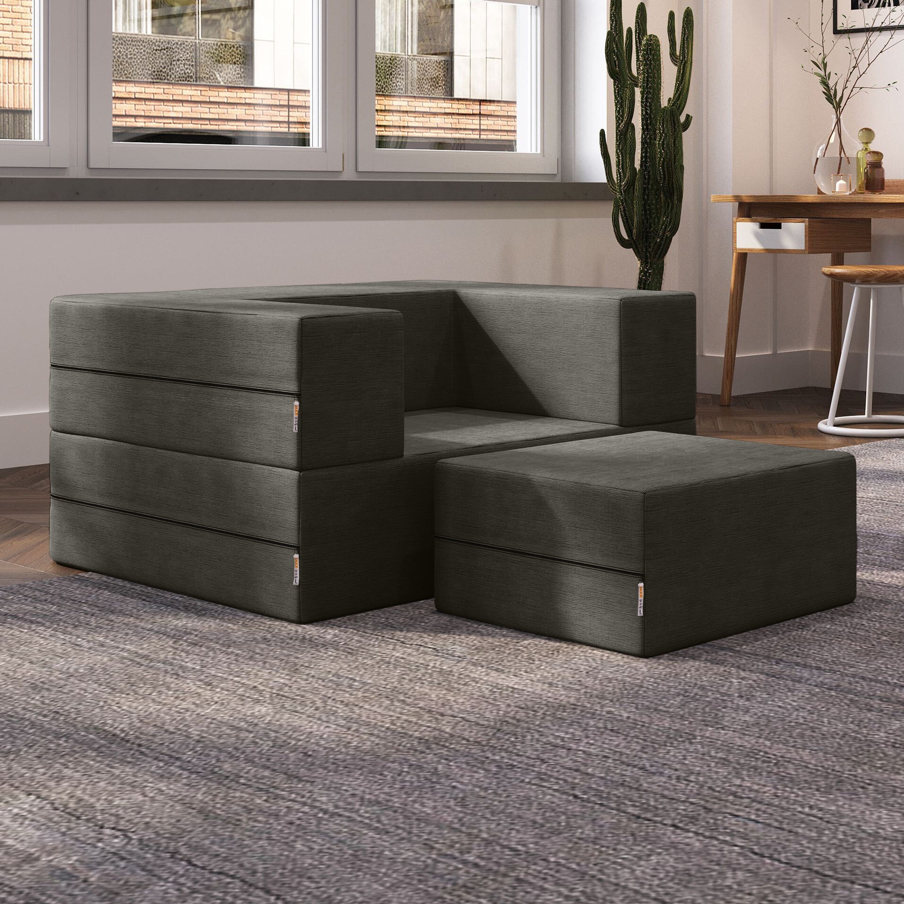 Jaxx Zipline Convertible Sleeper Chair, & Ottoman/ Twin-size Bed, Made in the USA