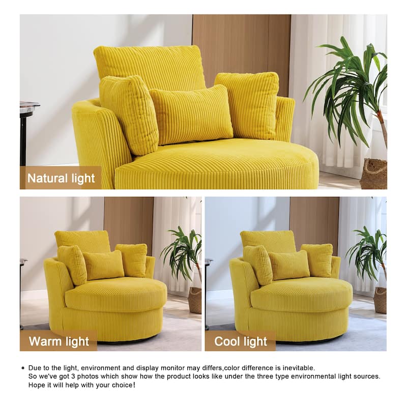 Upholstered Accent Swivel Barrel Armchair Club Chair with Pillows