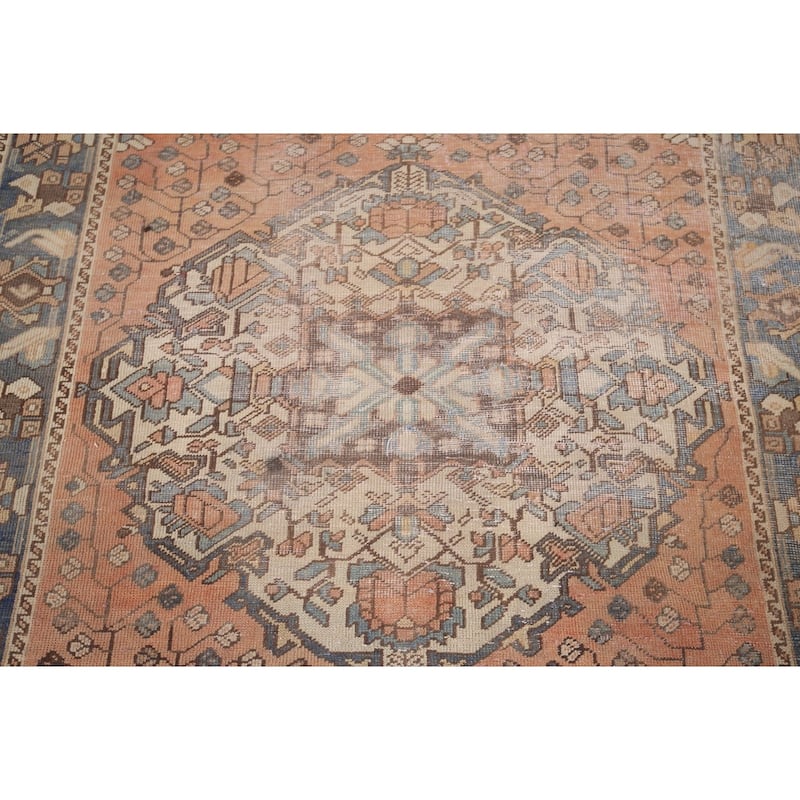 Distressed Bakhtiari Persian Vintage Area Rug Hand-Knotted Wool Carpet - 4'5" x 6'9"