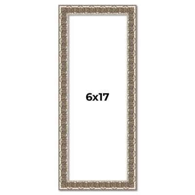 6x17 Frame Silver Versailles Ornate Solid Wood Picture Frame | 1 Inch