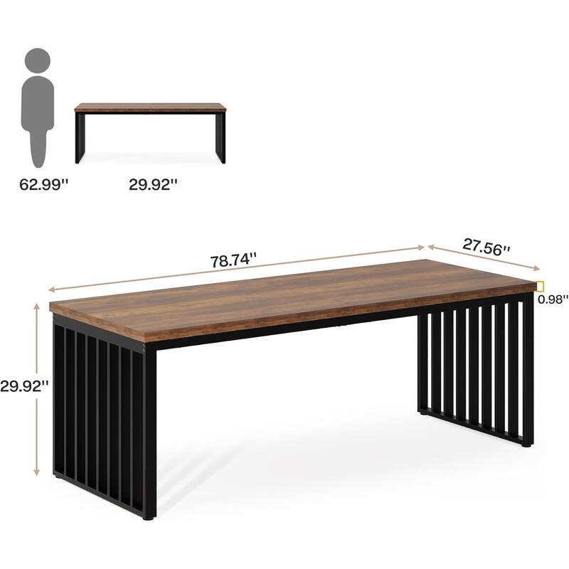 78.74" Industrial Long Rectangle Dining Table, Wood Kitchen Table for Living/Dining Room
