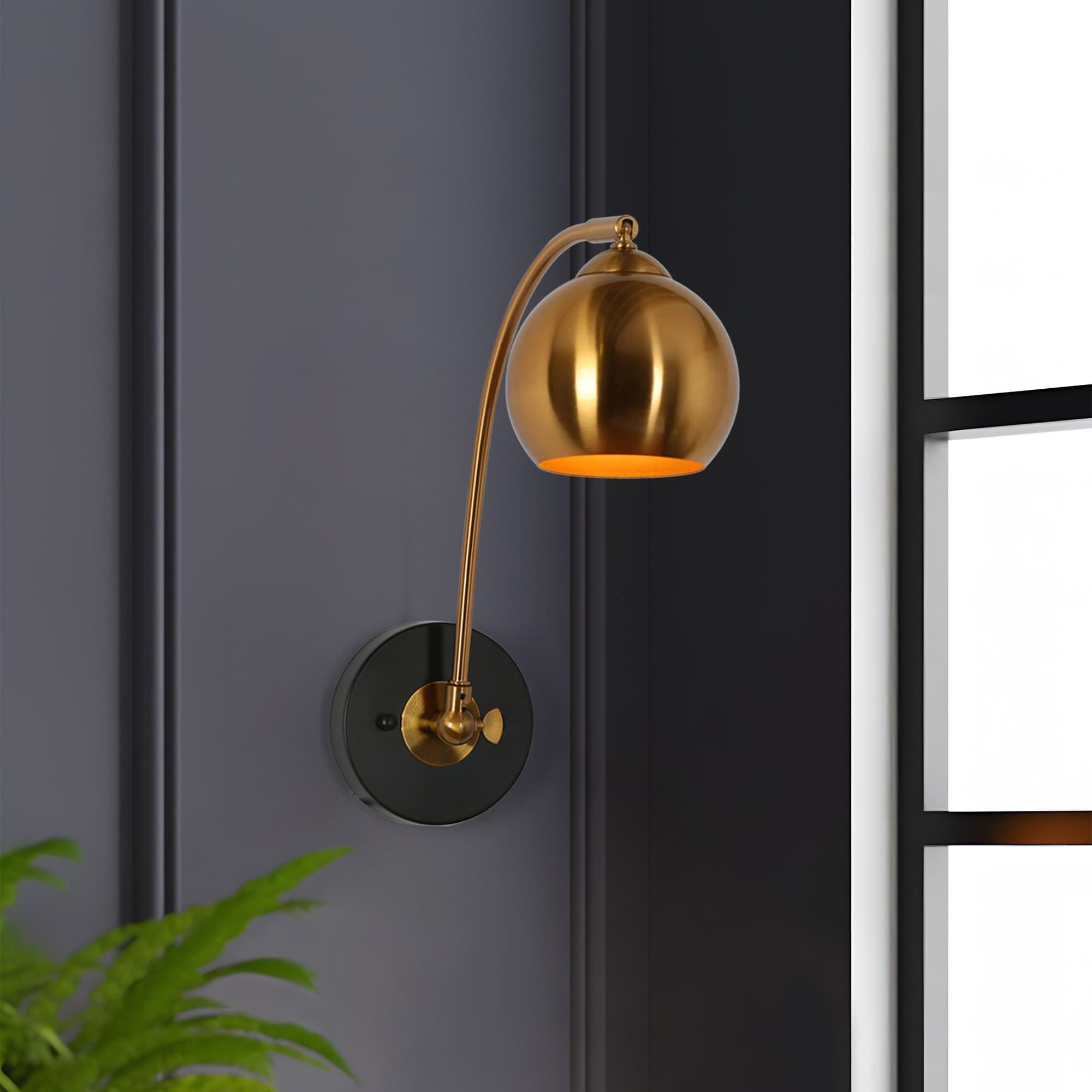 Marden Modern 1 Light Black Gold Swing Arm Light Metal Wall Sconce Lighting 4.7 L x 7.5 W x 8 H