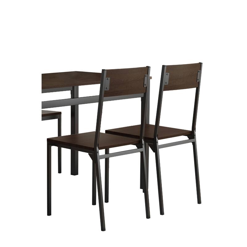 Lana 5-piece Dark Brown and Black Rectangular Dining Set