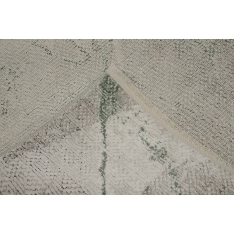 Machine Made Oriental Polyester Carpet Modern Abstract Greys & Charcoal Abstract Area Rug - 7' 5'' X 5' 2''