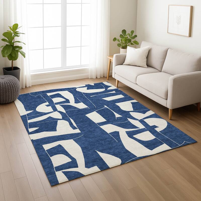 Machine Washable Indoor/ Outdoor Modern Creede Chantille Rug
