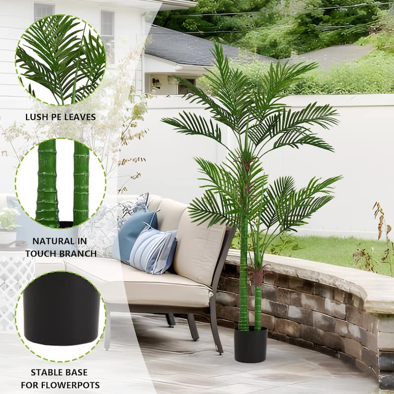 GDFStudio - Meridian 5.9FT Faux Fig Leaf Tree in Eco-Friendly Simulated Foliage