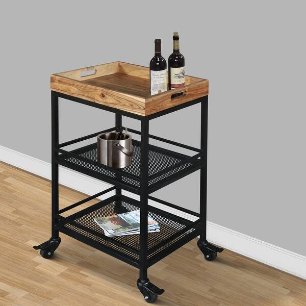 Black Bar Cart Kitchen Serving Carts for Home 3 Tier Storage Trolley ...