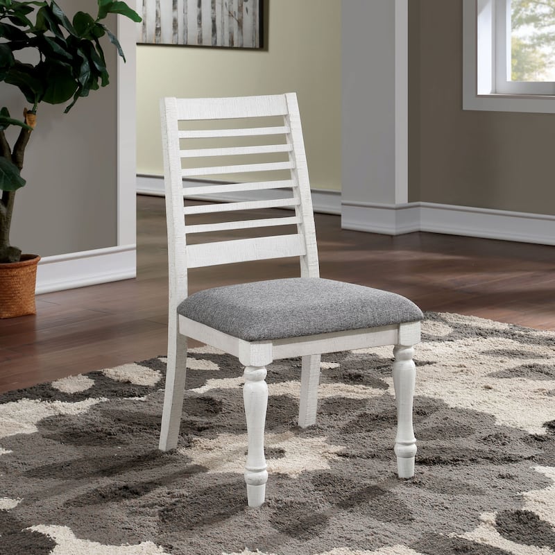 Ionessa Rustic Farmhouse White Ladderback Dining Chairs (Set of 2) by Furniture of America