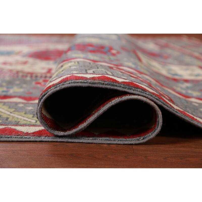 Hand Knotted Oriental 100% Wool Carpet Traditional Medallion Greys & Charcoal Kazak Area Rug - 10' 0'' X 8' 1''