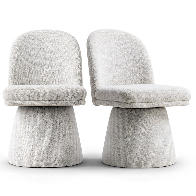 360° Swivel Barrel Upholstered Fabric Dining Chair(Set of 2)