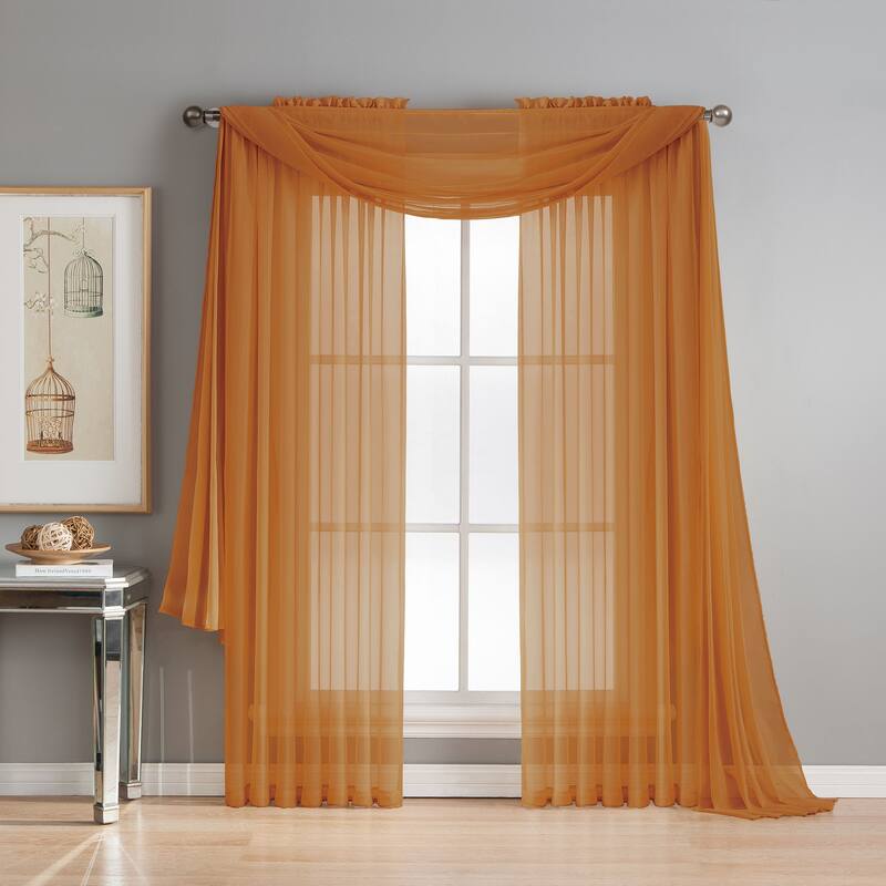 Window Elements Diamond Sheer Voile Extra Wide, 56 Inch Wide. Rod Pocket Curtain Panel