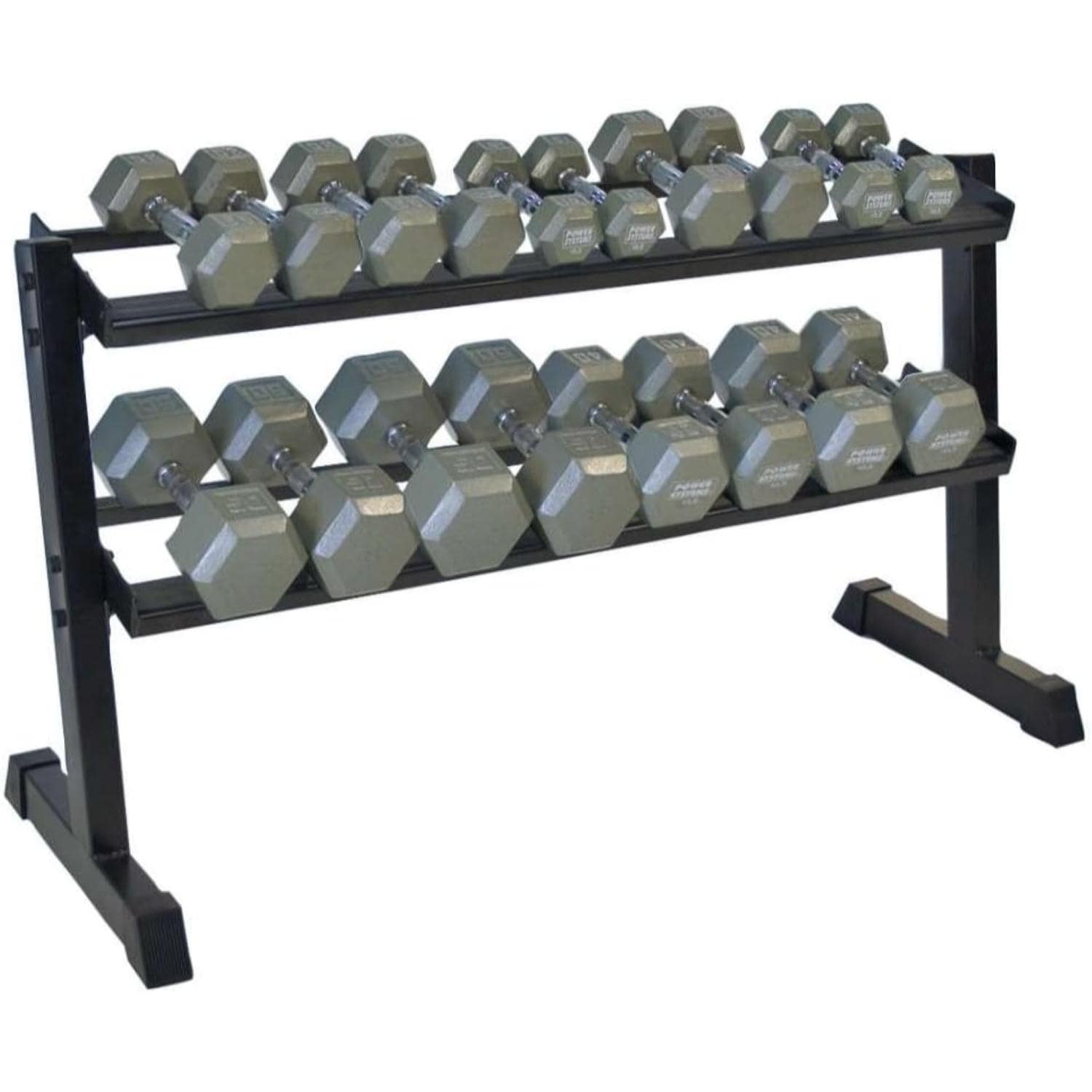 Power Systems 2-Tier Dumbbell Rack, Steel Weight Tree, Holds 6–9 Pairs - Medium