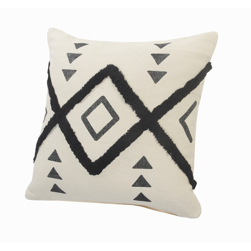 Sevita Avant-garde Natural/Black Diamond Cotton Throw Pillow, Set of 2