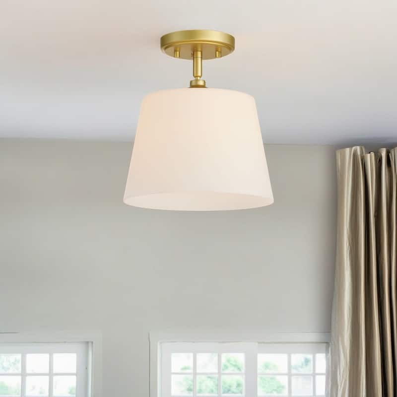 1-light Modern Dimmable Glass Semi Flush Mount Ceiling Lighting