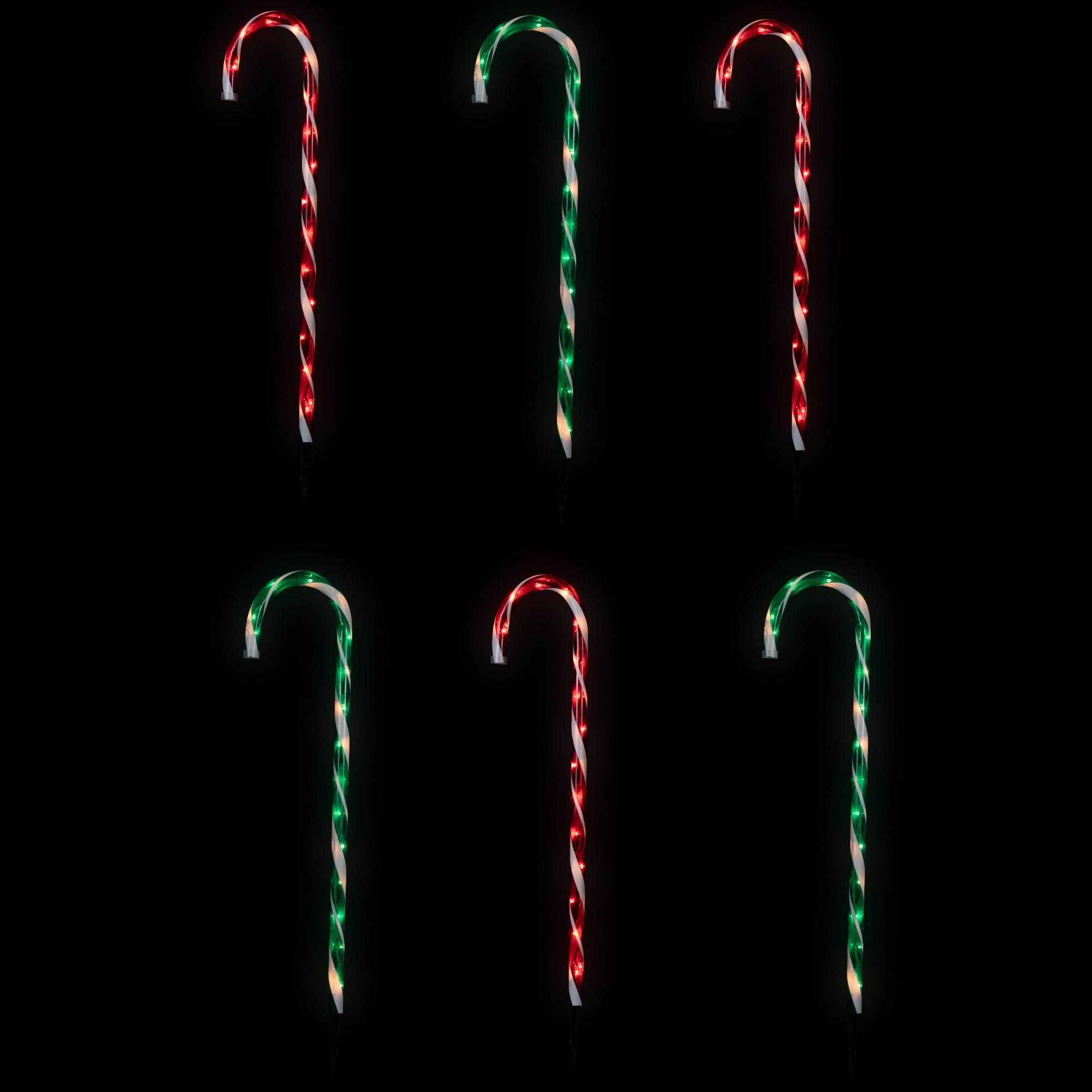 Outdoor Christmas Candy Cane Pathway Markers 28" Red Green Set of 6