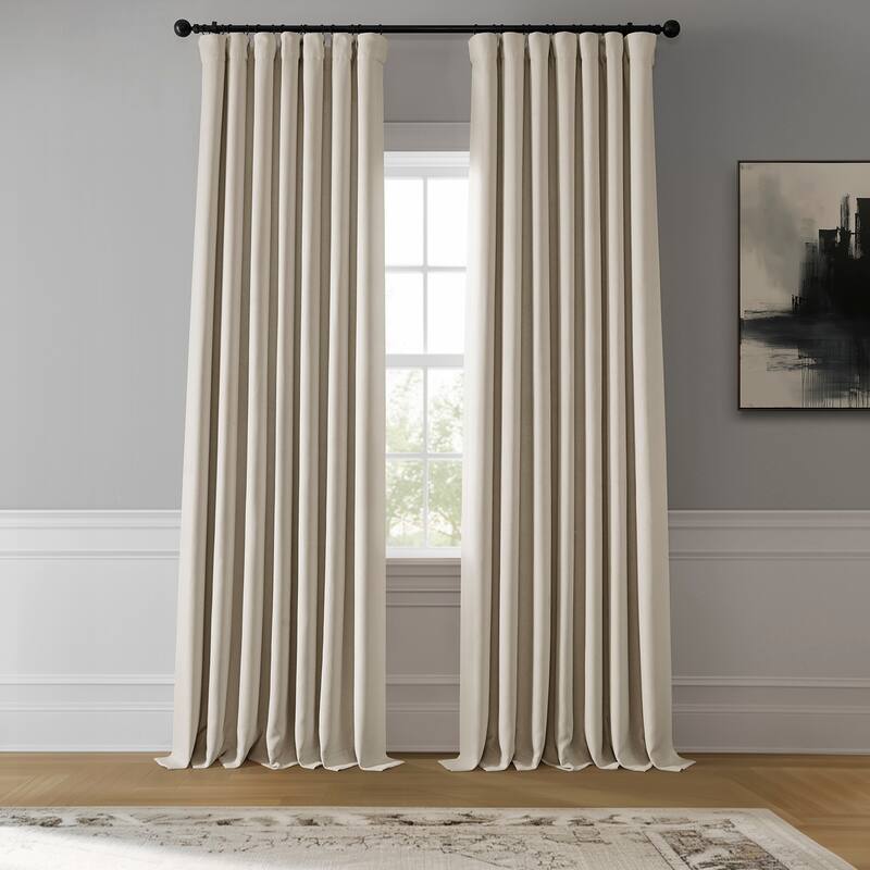 Exclusive Fabrics Faux Linen Room Darkening Curtain (1 Panel) - 50 X 84 - Birch