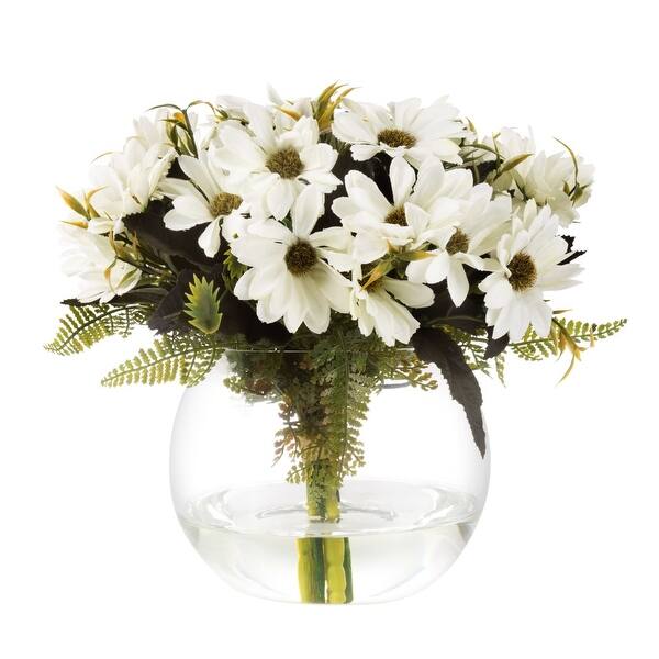 Shop Faux Daisy Floral Table Decor Centerpiece Glass Vase