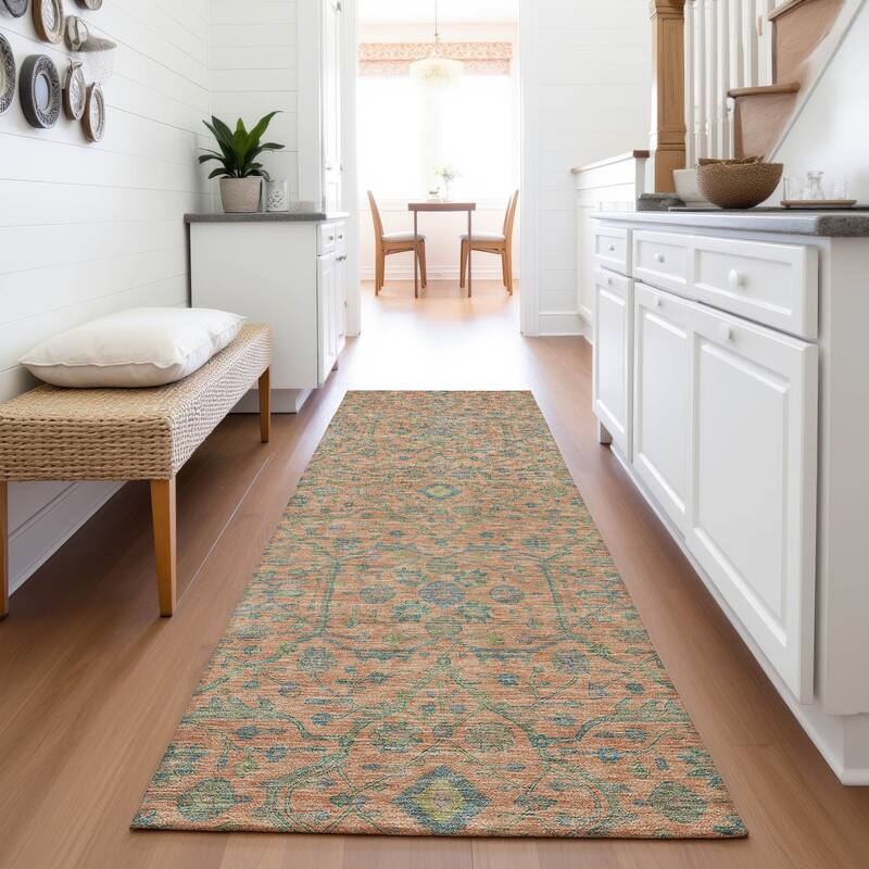 Premium Washable Super Soft Traditional Persian Mayfield Rug - Coral - 2'3" x 7'6"