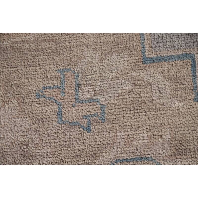 Geometric Oushak Area Rug Hand-knotted Wool Carpet - 8'10"x 12'3"