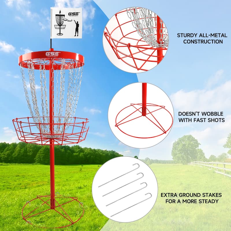 GSE™ Professional Portable 24Chain Disc Golf Targets Basket, PRO Disc