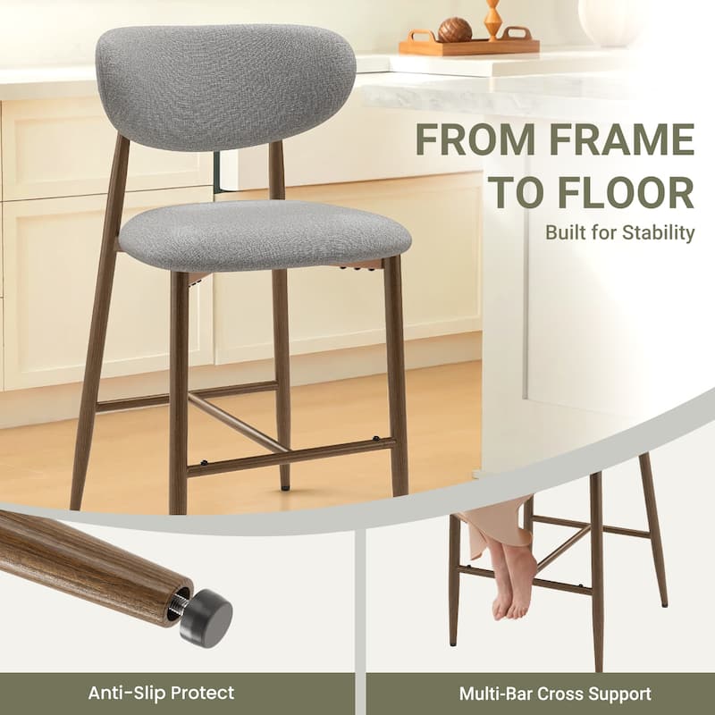 RENEWLINE 25 Inch Bar Stools with Backrest, Mid-Century Modern Counter Height Stools for Kitchen Island