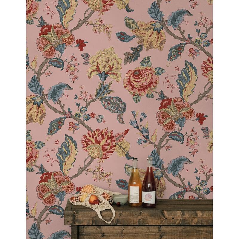 Seabrook Designs Lana Jacobean Prepasted Wallpaper