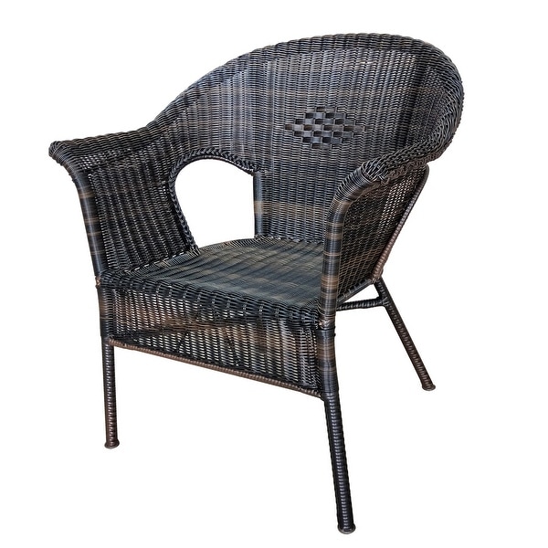 Rustic Rattan Woven Wicker Dining Chair Stackable Accent Armchair