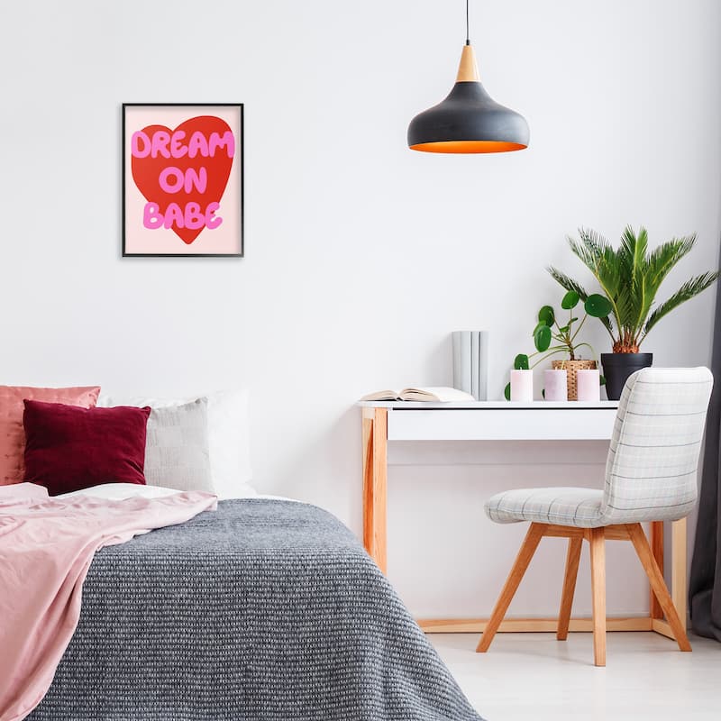 Stupell Dream On Babe Red Heart Framed Giclee Art Design By House of Lulu