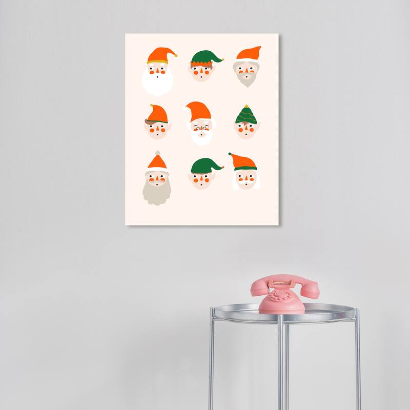 Wynwood Studio Canvas Holiday and Seasonal Nine Elves White Modern & Contemporary Wall Art Canvas Print - 16 x 20