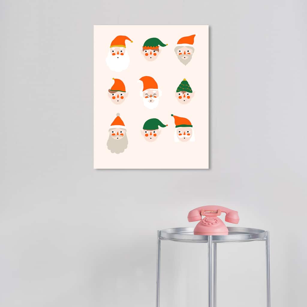 Wynwood Studio Canvas Holiday and Seasonal Nine Elves White Modern & Contemporary Wall Art Canvas Print