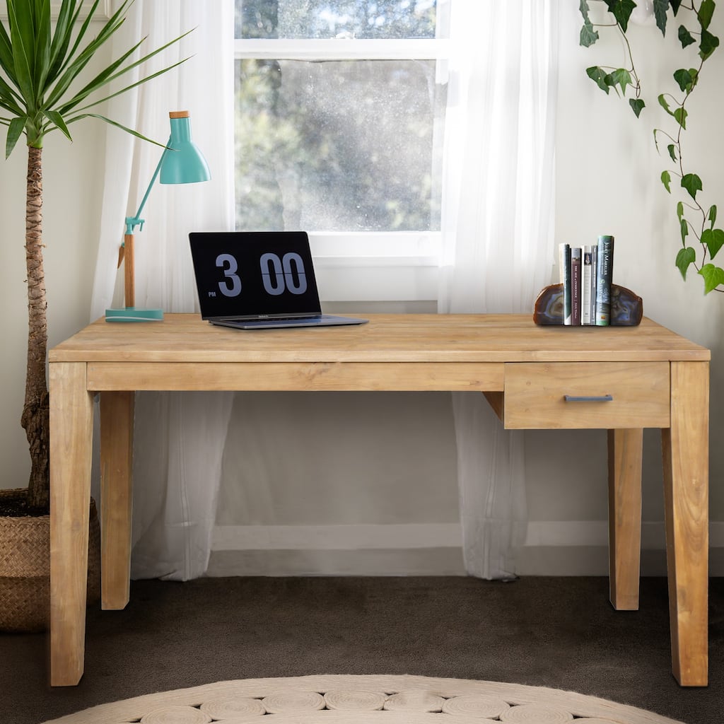Recycled Teak Wood Java Writing Desk with Drawer