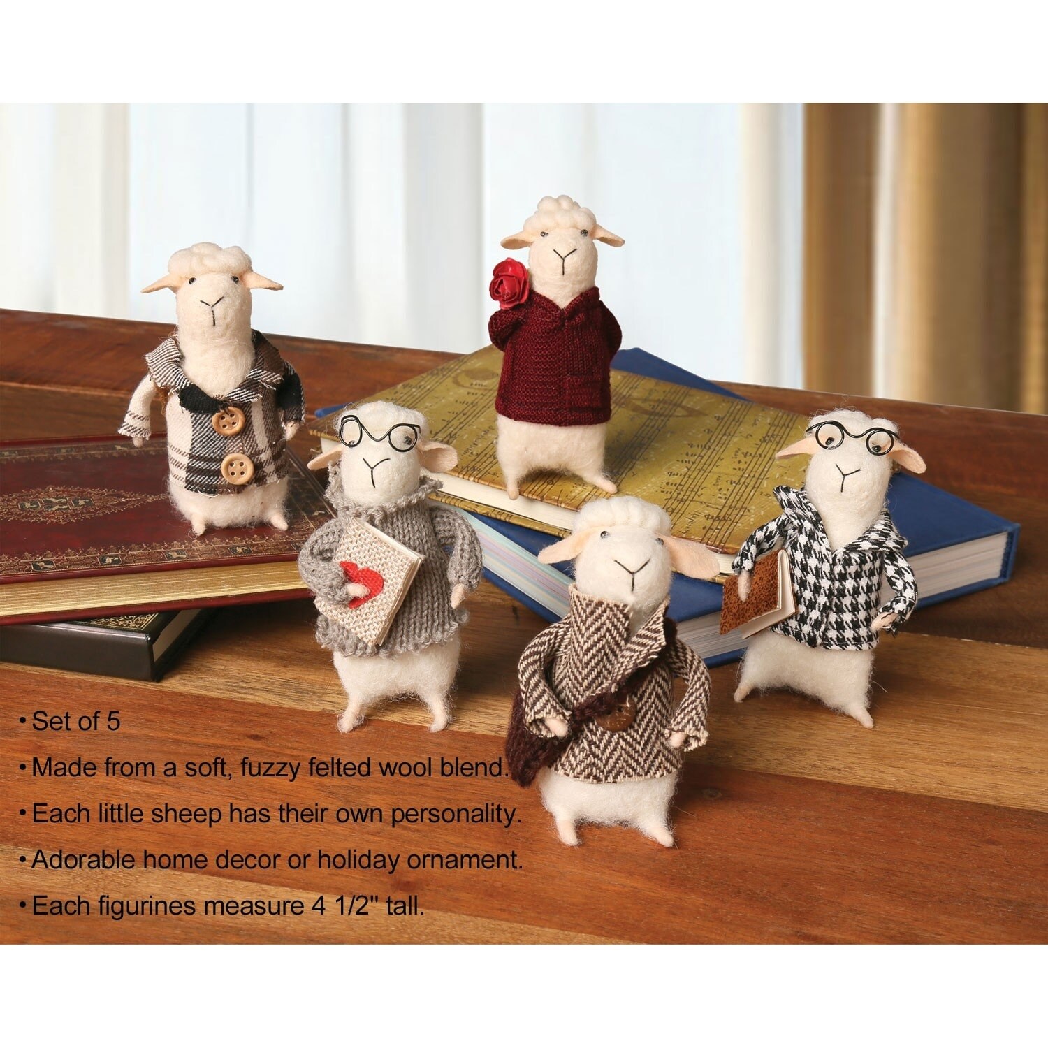 Sheep Lamb Shelf Sitter Ceramic and Real Lambs Wool 7 tall seated  whimsical