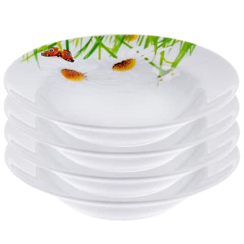 STP-Goods Daisy Porcelain Soup Plate 9.4" (Set of 4)
