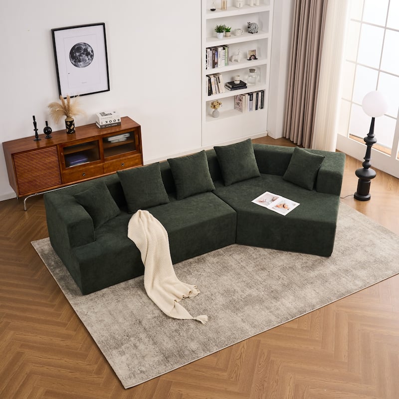 Deep Seat Modern Memory Foam Sofa with Chenille Fabric