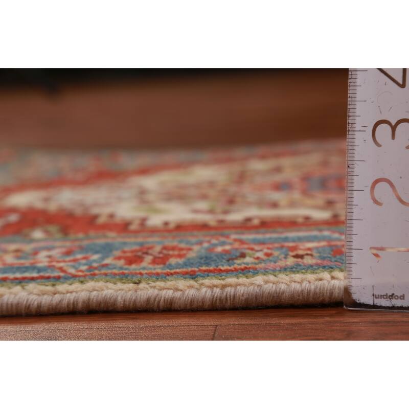 Hand Knotted Oriental 100% Wool Carpet Traditional Medallion Beige & Ivories Heriz (serapi) Area Rug - 2' 9'' X 2' 0''