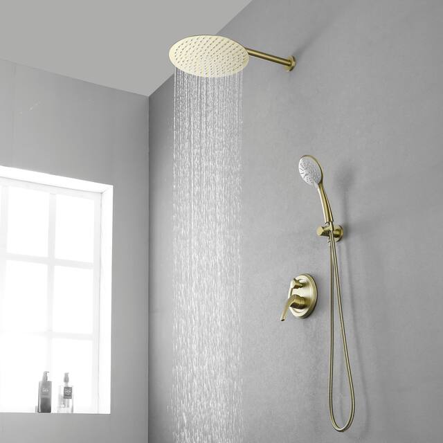 Clihome 5 Spray Patterns 12 in. Wall Mount Dual Shower Heads