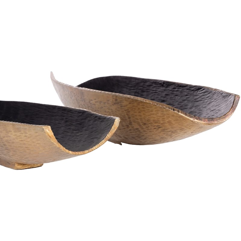Nikos Modern Aluminum Decorative Bowls (2 Pieces) - 18.5" x 5.5" x 3.25", 26" x 6.5" x 4.25"
