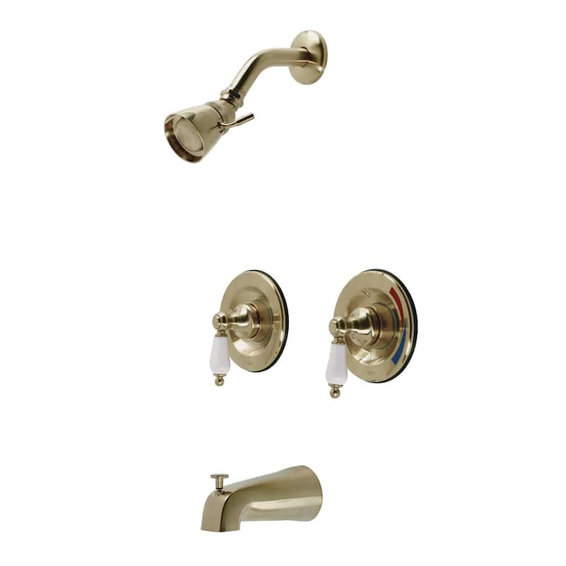 Kingston Brass Vintage Tub and Shower Trim Package with 1.8 GPM Single - Brushed Brass